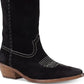 Patricia Nash Women's Suede Pointed Toe Mid Calf Cowboy Boots Black Size 5.5 M