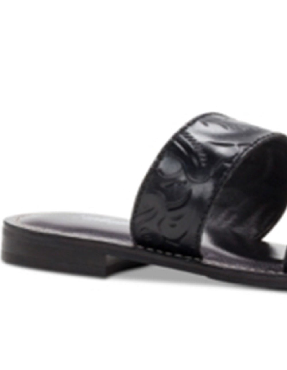 Patricia Nash Women's Flair Leather Open Toe Casual Slide Sandals Black Size 5.5M