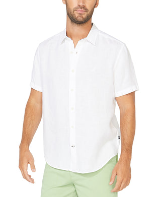 Nautica Men's Classic Fit Solid Linen Short Sleeve Shirt White Size X-Large