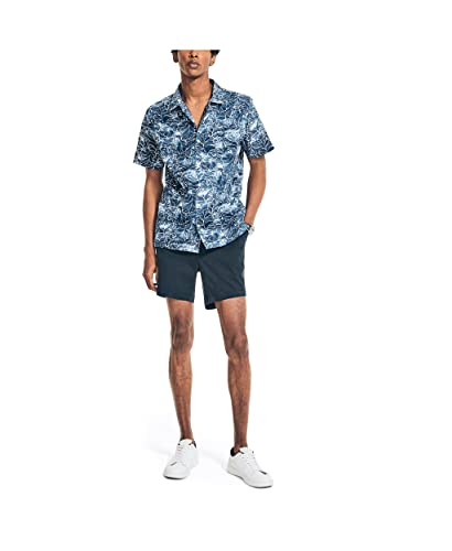 Nautica Men's Stretch Cotton Floral Print Short Sleeve Shirt Blue Size X-Small