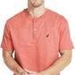 Nautica Men's Solid Henley Shirt Red Size Medium