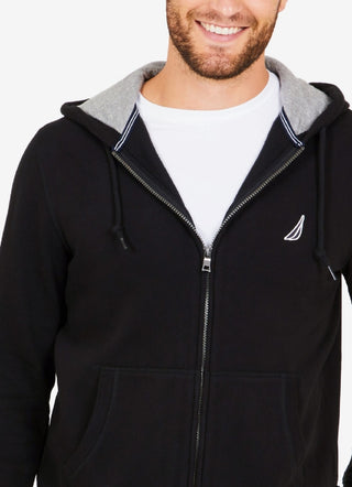 Nautica Men's Classic Fit Soft Knit Fleece Zip Hoodie Black Size Large
