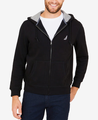 Nautica Men's Classic Fit Soft Knit Fleece Zip Hoodie Black Size Large