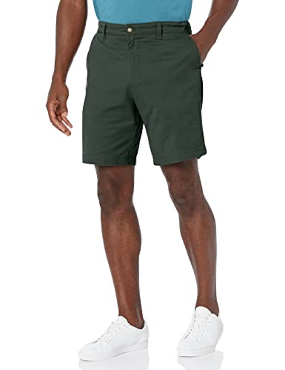Nautica Men's Classic Fit Stretch Chino Flat Front Deck Short Green Size 38