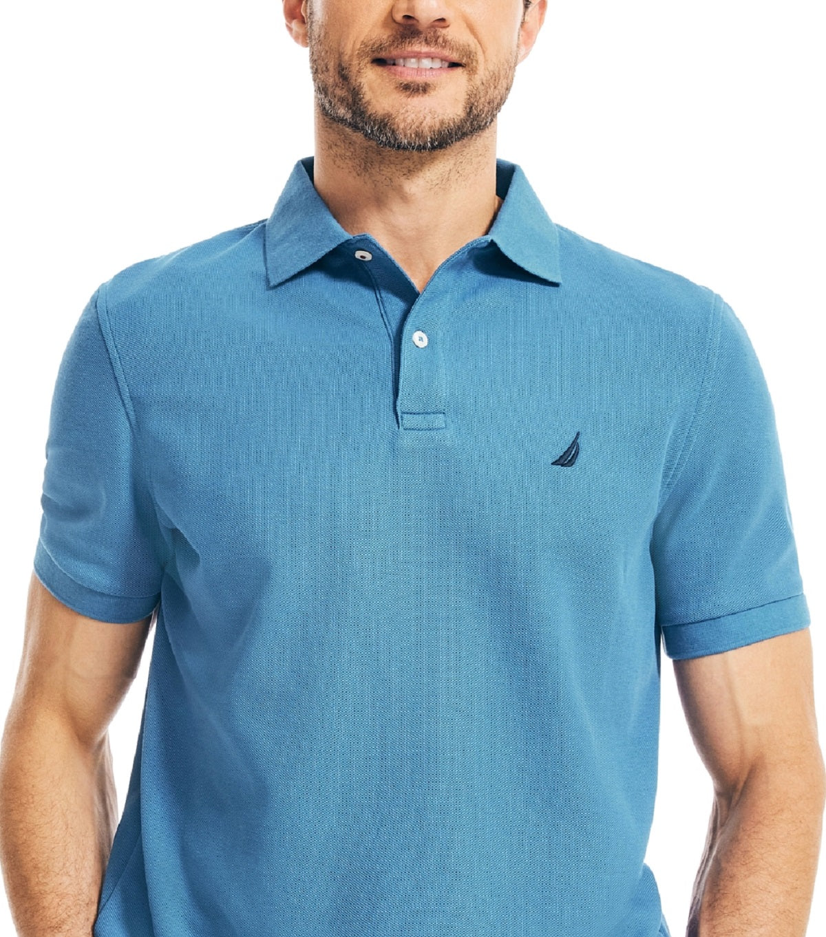 Nautica Men's Sustainably Crafted Classic Fit Deck Polo Shirt Blue Size Small