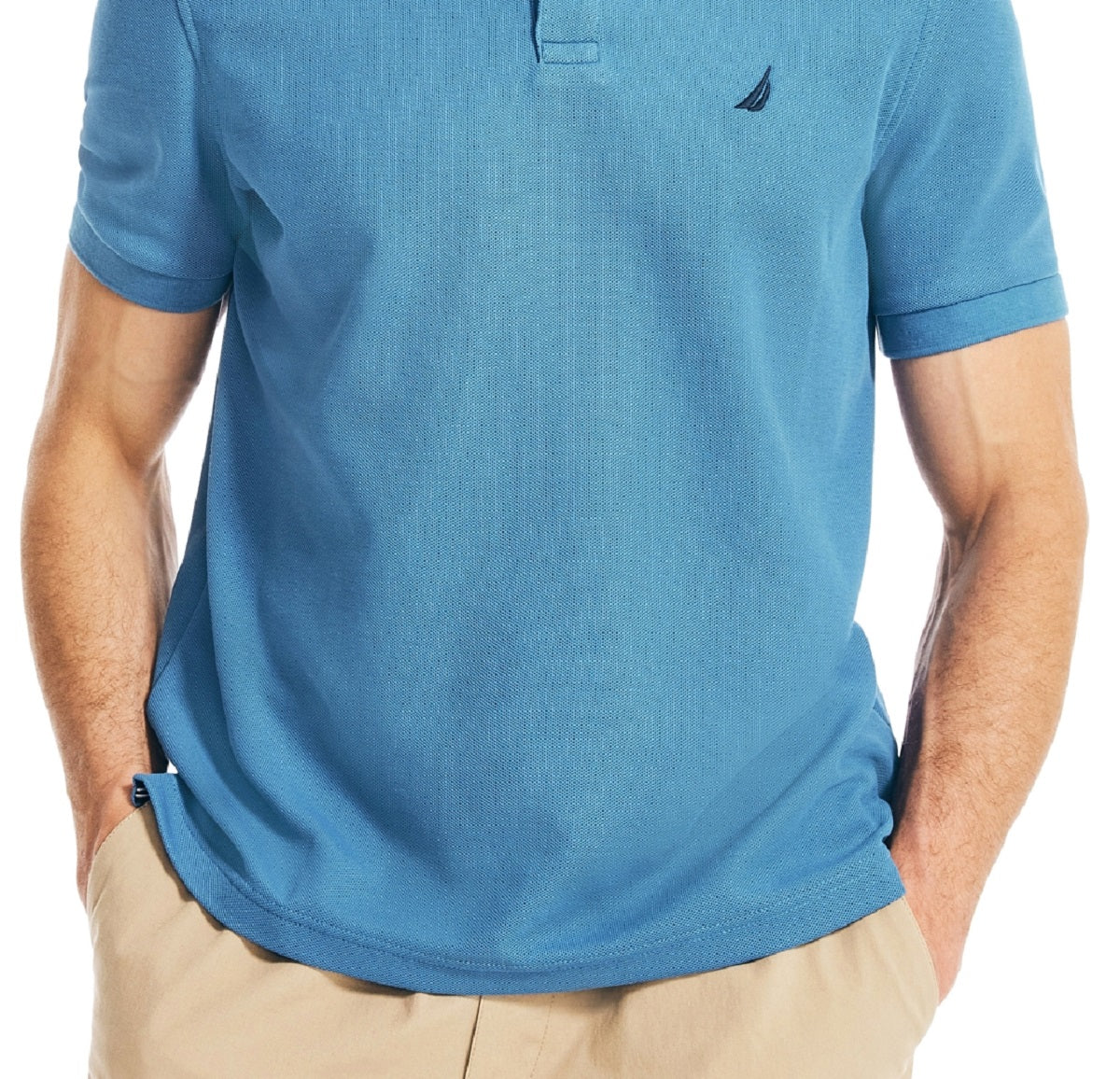 Nautica Men's Sustainably Crafted Classic Fit Deck Polo Shirt Blue Size Small