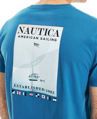 Nautica Men's Sailing Graphic T-Shirt Blue Size Medium