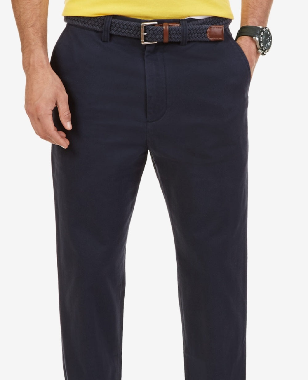 Nautica Men's Big & Tall Anchor Flat Front Twill Pants Blue Size 60X30