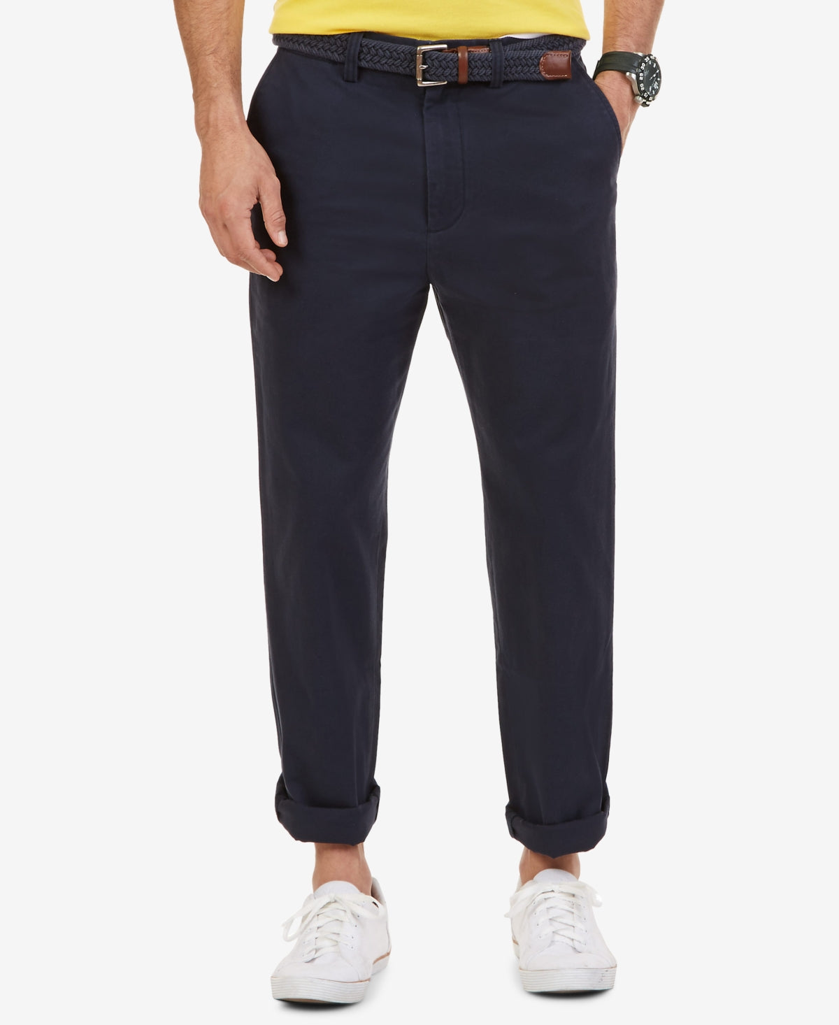 Nautica Men's Big & Tall Anchor Flat Front Twill Pants Blue Size 60X30