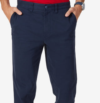Nautica Men's Classic Fit Stretch Solid Flat Front Chino Deck Pants Blue Size 30X30