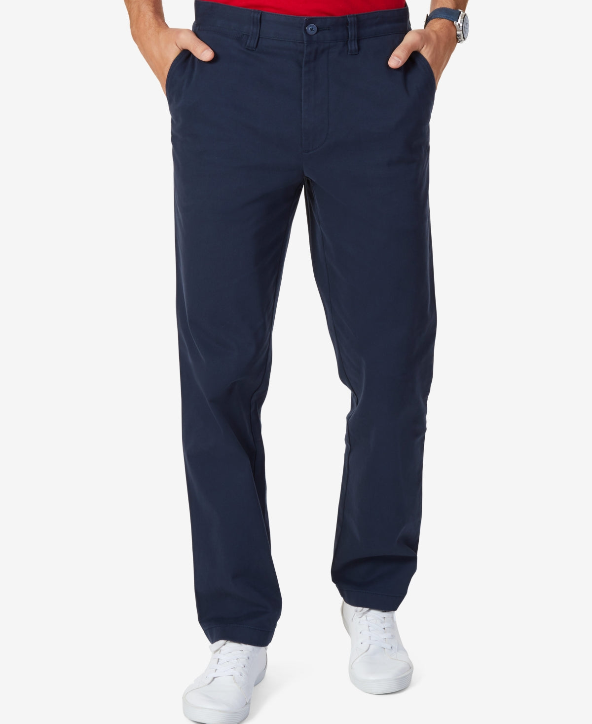 Nautica Men's Classic Fit Stretch Solid Flat Front Chino Deck Pants Blue Size 30X30
