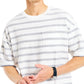Nautica Men's Loose Fit Oversized Crew Neck Stripe Pocket T-Shirt White Size Large