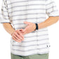 Nautica Men's Loose Fit Oversized Crew Neck Stripe Pocket T-Shirt White Size Large