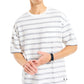 Nautica Men's Loose Fit Oversized Crew Neck Stripe Pocket T-Shirt White Size Large
