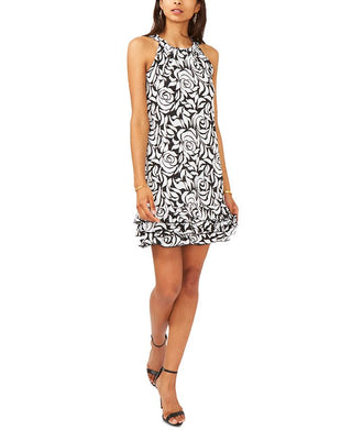 MSK Women's Embellished Floral Print Sheath Dress Black Size Small