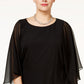 MSK Women's Plus Embellished Chiffon Blouse Black Size 1X