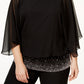 MSK Women's Plus Embellished Chiffon Blouse Black Size 1X