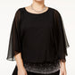 MSK Women's Plus Embellished Chiffon Blouse Black Size 1X