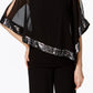 MSK Women's Sequined Chiffon Asymmetrical Blouse Black Size Petite Medium