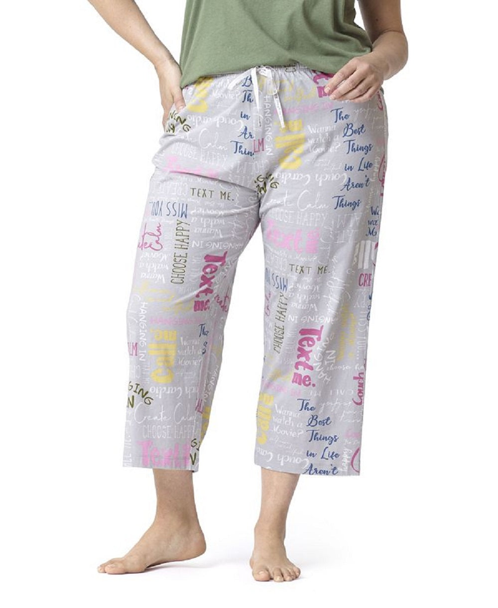 HUE Women's Caring Note Modern Classic Capris Gray Size 3X