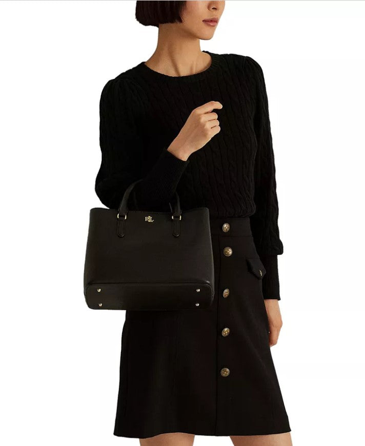 Ralph Lauren Leather Small Marcy Satchel Black Size Regular