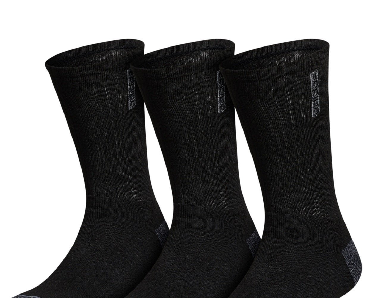 adidas Men's 3 Pack Classic Cushioned Crew Socks Black Size Regular