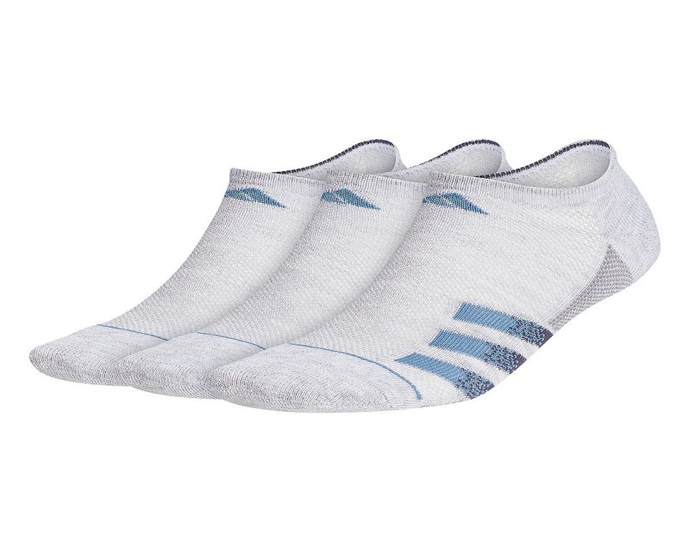 adidas Men's 3 Pack Superlite Stripe 3 No Show Socks Gray Size 6-12