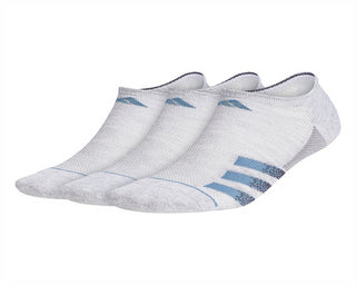 adidas Men's 3 Pack Superlite Stripe 3 No Show Socks Gray Size 6-12