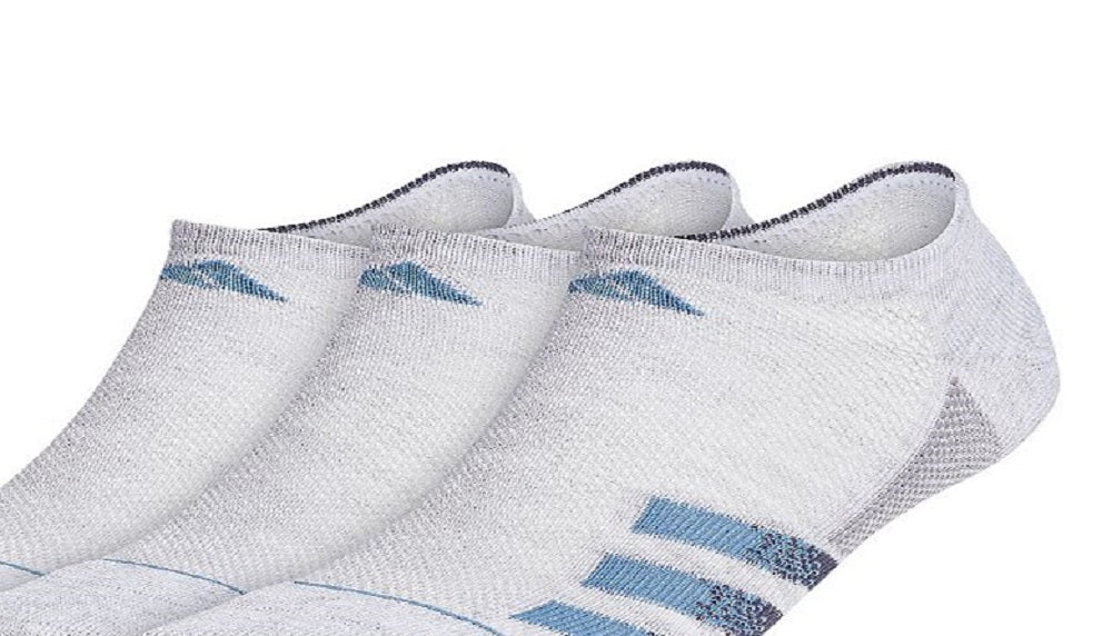 adidas Men's 3 Pack Superlite Stripe 3 No Show Socks Gray Size 6-12