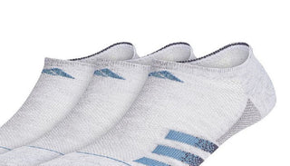 adidas Men's 3 Pack Superlite Stripe 3 No Show Socks Gray Size 6-12