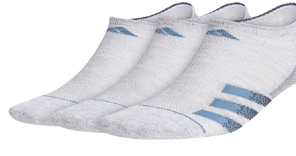 adidas Men's 3 Pack Superlite Stripe 3 No Show Socks Gray Size 6-12