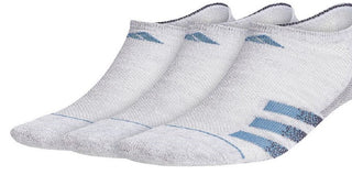 adidas Men's 3 Pack Superlite Stripe 3 No Show Socks Gray Size 6-12