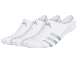 adidas Men's Superlite Stripe 3 Super No Show Socks White Size Regular