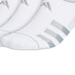 adidas Men's Superlite Stripe 3 Super No Show Socks White Size Regular