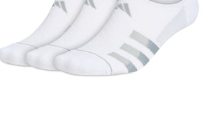 adidas Men's Superlite Stripe 3 Super No Show Socks White Size Regular