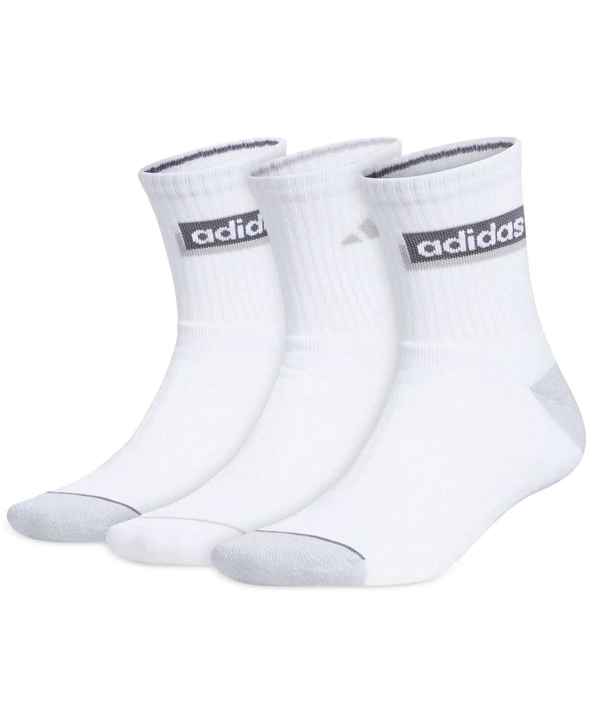 adidas Men's 3 Pk Sport Linear 2 High Quarter Socks White Size Regular