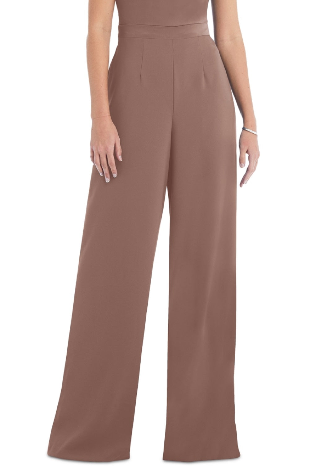 After Six Women's Halter Neck Satin Charmeuse & Crepe Jumpsuit Brown Size 0