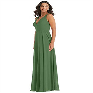 After Six Women's Vineyard Green Chiffon Gown Size 8