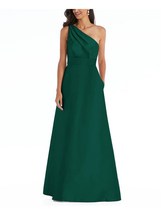Alfred Sung Women's Hunter One-Shoulder A-Line Gown Size 16