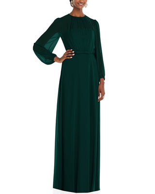 Dessy Collection Women's Evergreen Long Sleeve Evening Gown Size 10