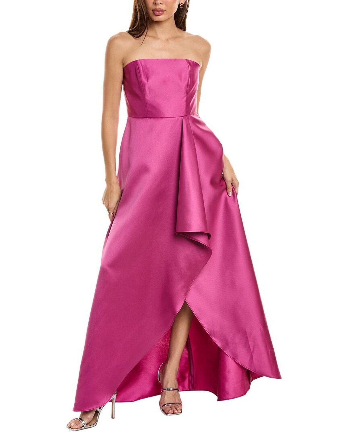 Alfred Sung Women's Tea Rose Strapless Satin Gown Size 0