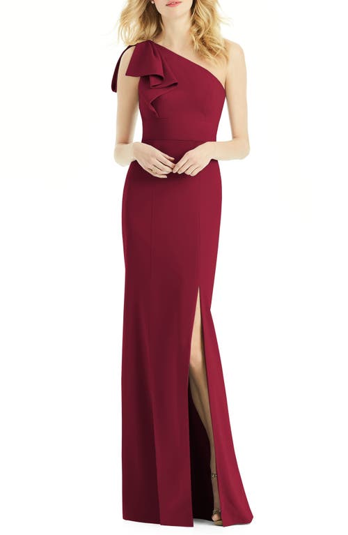 After Six Women's Burgundy One-Shoulder Trumpet Gown Size 2