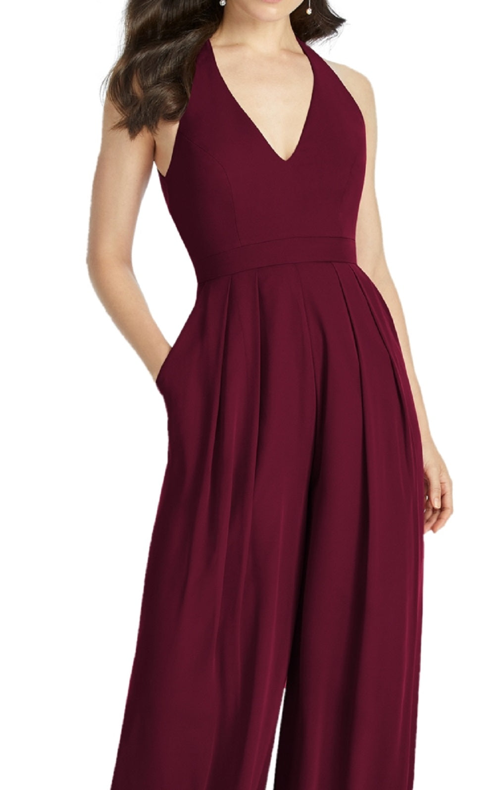 Dessy Collection Women's Arielle V Neck Lux Chiffon Jumpsuit Red Size 8