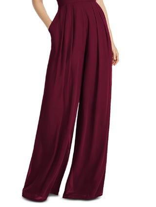 Dessy Collection Women's Arielle V Neck Lux Chiffon Jumpsuit Red Size 8