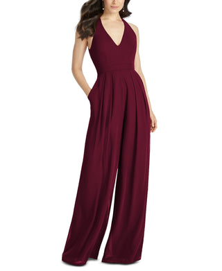 Dessy Collection Women's Arielle V Neck Lux Chiffon Jumpsuit Red Size 8