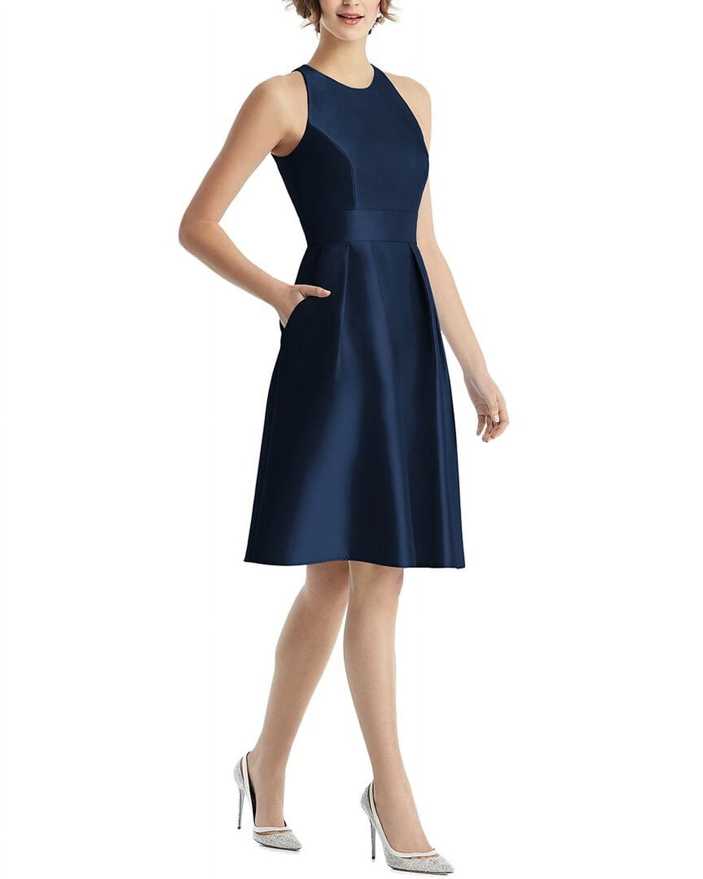 Alfred Sung Women's Midnight Jewel Neck Cocktail Dress Size 0