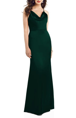 Dessy Collection Women's Evergreen Cowl Neck Trumpet Gown Size 6