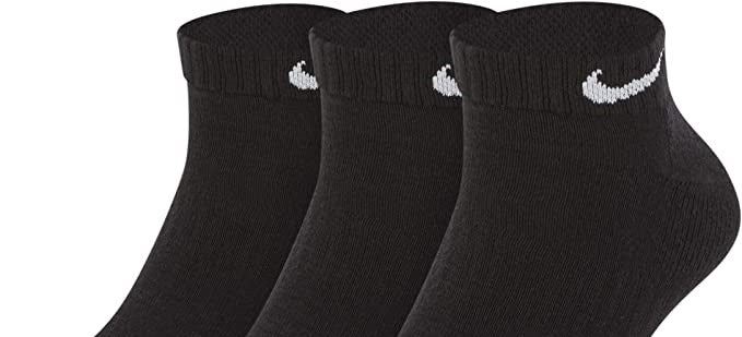 Nike Unisex Kid's 3PK Everyday Cushion Low Socks Black Size Large