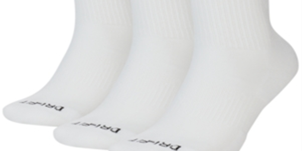 Nike Men's Dry 3 Pack Everyday Cushion Crew Training Socks White Size Large