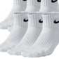 Nike Men's Everyday Cushioned Training Ankle Socks White Size Large
